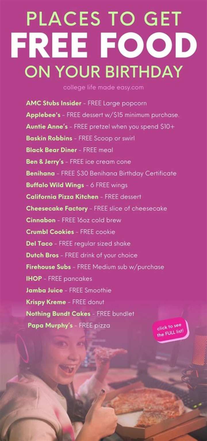 34 Places You Can Get Free Food On Your Birthday In The U.S.