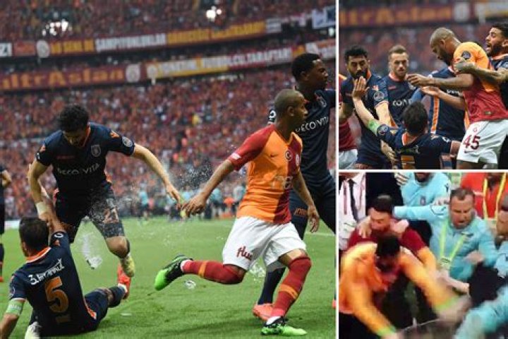 Adebayor angrily shoved and Istanbul Basaksehir team-mates pelted with missiles as Galatasaray win Turkish Super Lig