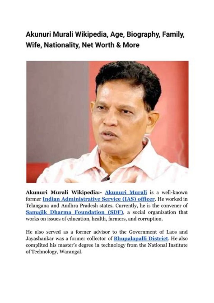 Akunuri Murali Wikipedia, Age, Biography, Family, Wife, Nationality, Net Worth
