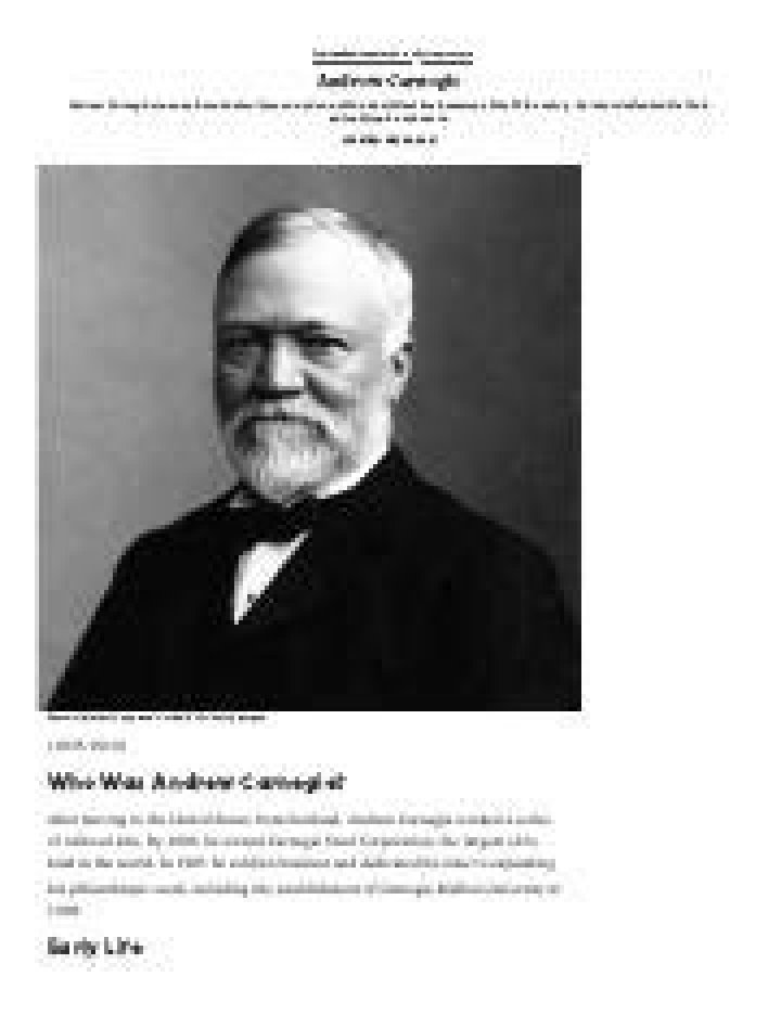 Andrew Carnegie - Biography, Steel Tycoon, Businessman