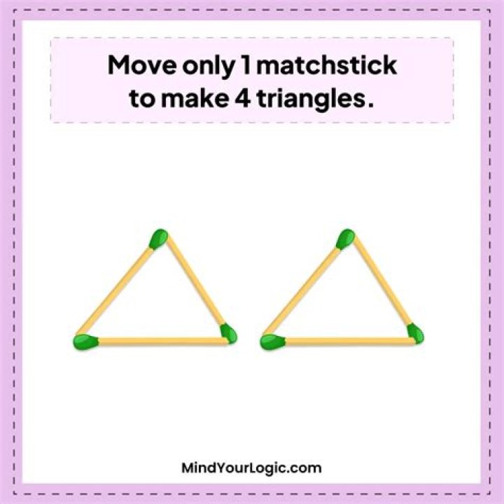 Brain Teaser: Move 4 Sticks to make 6 Triangles | Matchstick Puzzles