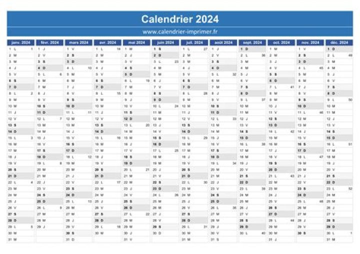 Calendrier 2024 Excel GRATUIT, à modifier et imprimer