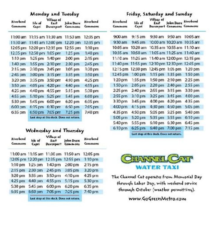 Channel Cat schedule to change after Labor Day