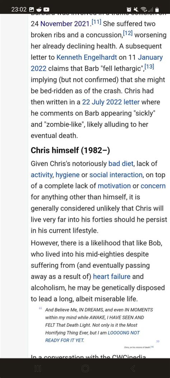 Chris and death