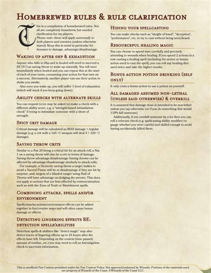 D&D Homebrew Rules That Work So Well With 5e They Should Be Official