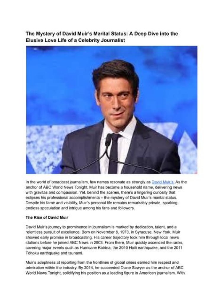 David Muir: A Deep Dive Into The Life And Career Of The Esteemed Journalist