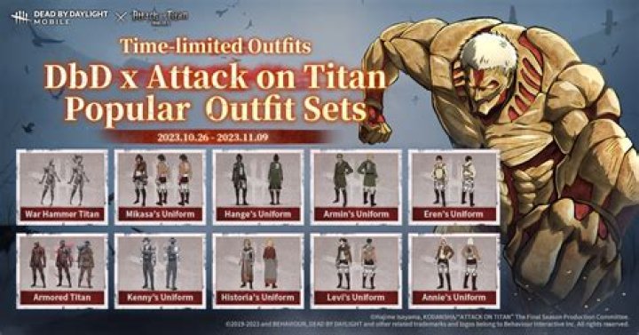 Dead by Daylight's Attack on Titan Skins Are Being Removed from Sale