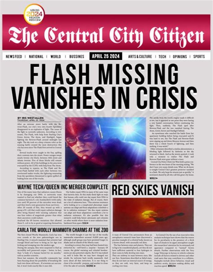 Flash Missing, Vanishes in Crisis