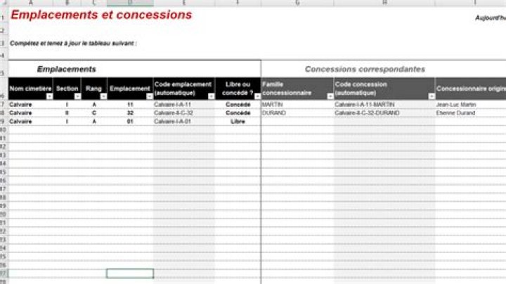 Gestion cimetière Excel : logiciel gratuit pour municipalité