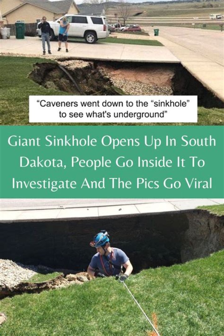 Giant Sinkhole Opens Up In South Dakota, People Go Inside It To Investigate And The Pics Go Viral