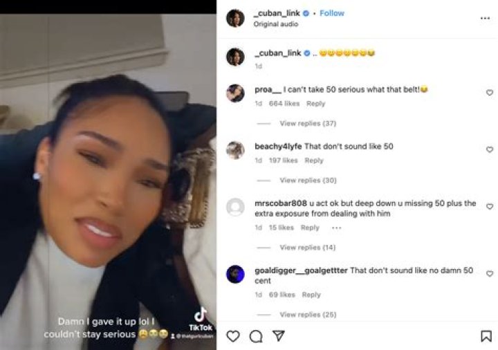 ‘Girl 50 Not Playing About You’: Cuban Link Pranks Boyfriend 50 Cent About Hopeful Suitors Sliding In Her DMs, Rapper Responds In the Most Unexpected Way