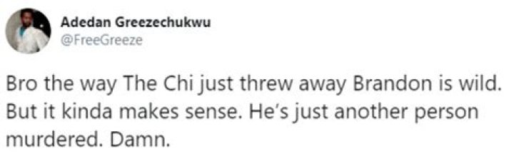 How Did Brandon Die on The Chi?
