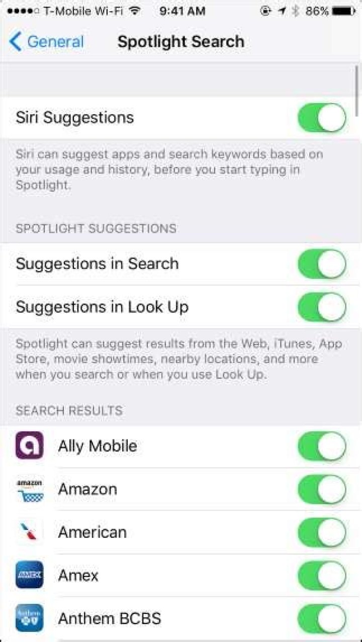 How to disable ios 10’s spotlight search history