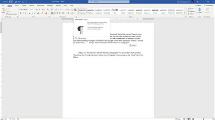 How to display non-printing characters in word