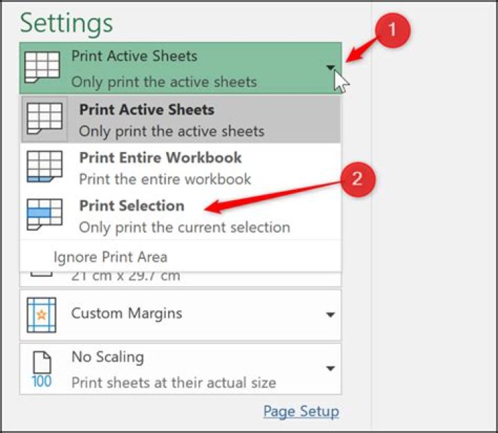 How to print a specific selection of cells in excel