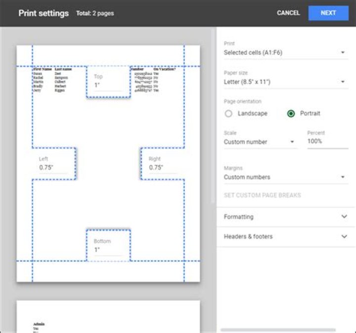 How to Print a Specific Selection of Cells in Google Sheets