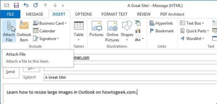 How to resize large image attachments in outlook