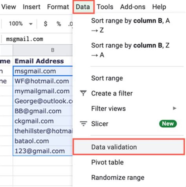 How to Restrict Data to Email Addresses in Google Sheets