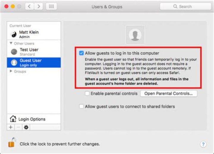 How to set up a guest user account on macos