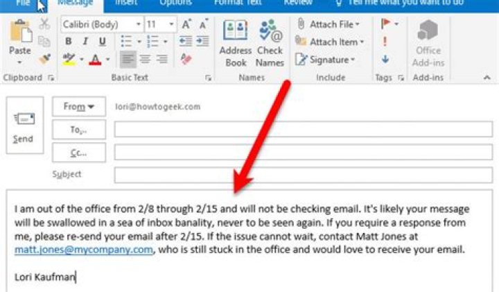 How to set up an out of office reply in outlook for windows