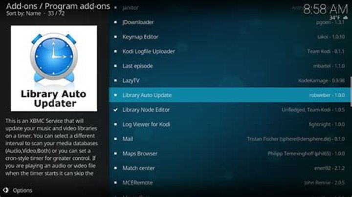 How to set your kodi library to automatically update