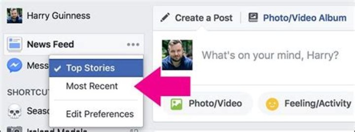 How to sort facebook by “most recent” (instead of “top stories”)