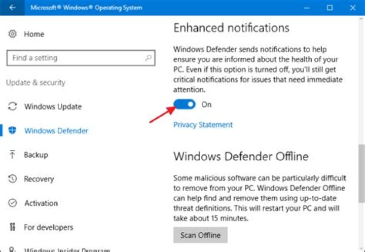 How to turn off enhanced notifications for windows defender