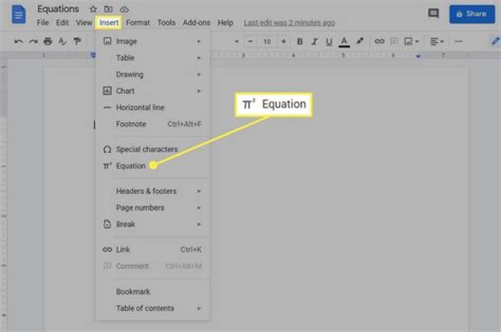 How to use the equation editor in google docs