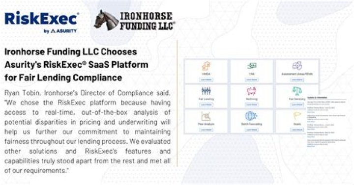Ironhorse Funding LLC Chooses Asurity's RiskExec® SaaS-Platform for Fair Lending Compliance