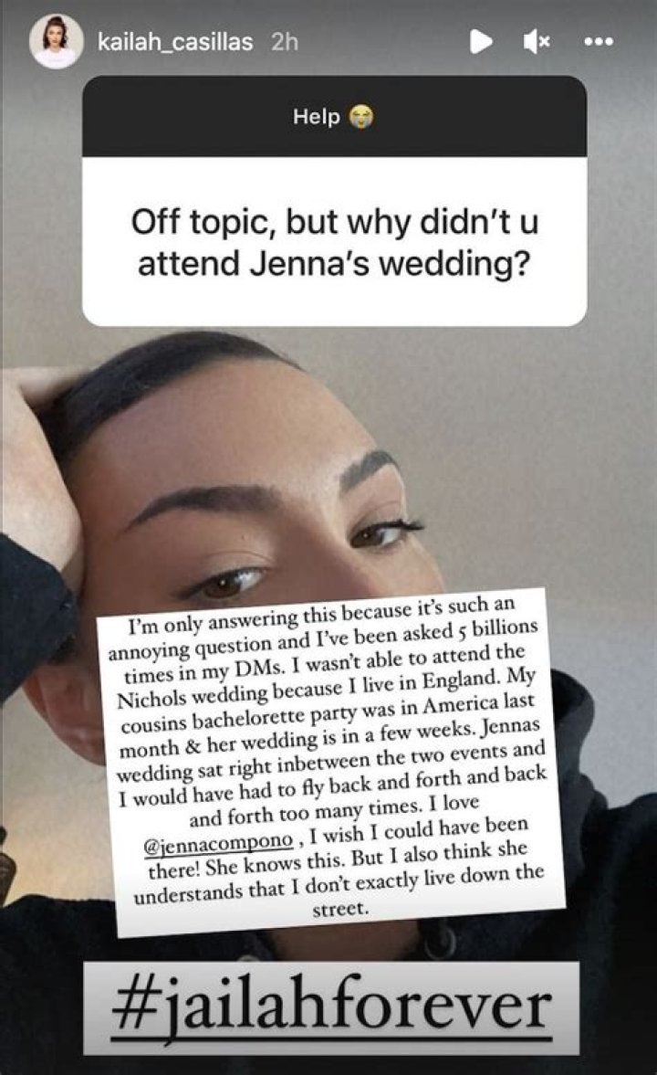 Kailah Casillas from The Challenge reveals why she didn’t attend Jenna Compono and Zach Nichols’ wedding