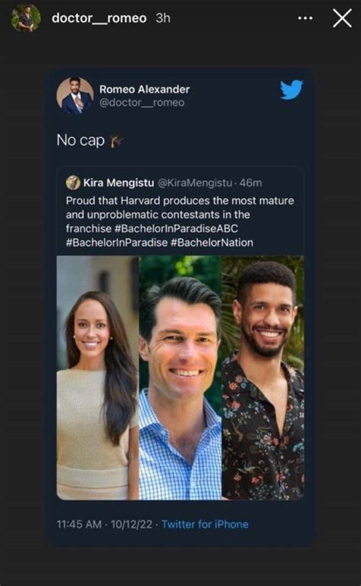 Kira Mengistu teases fellow Harvard alumni Romeo Alexander and Bennett Jordan 