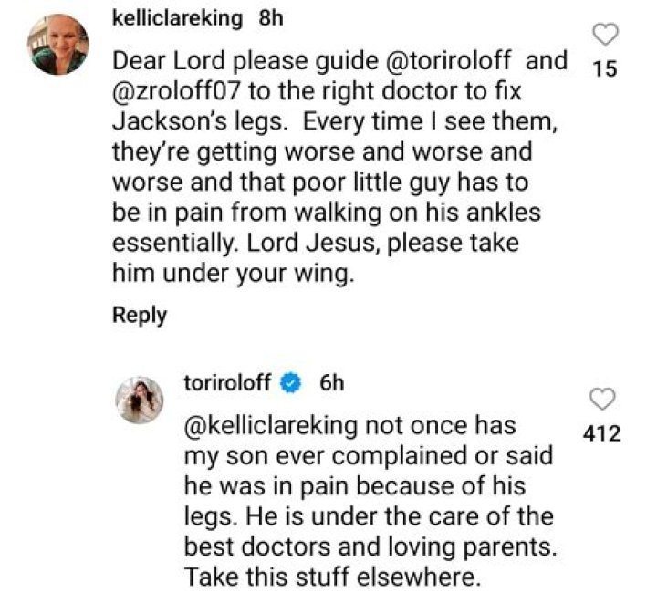LPBW: Tori Roloff claps back at troll who begs her to ‘fix’ son Jackson’s legs