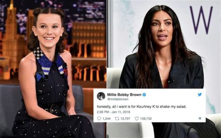 Millie Bobby Brown & Kim Kardashian Bonding Over Those Ridiculous Salads On ‘KUWTK’ Is Everything