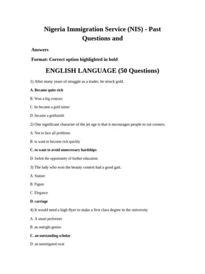 NIS Past Questions And Answers PDF Download 2024