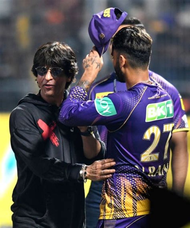 PIC: Shah Rukh Khan exudes charm as he strikes pose with Kolkata Knight Riders' Vice Captain Nitish Rana