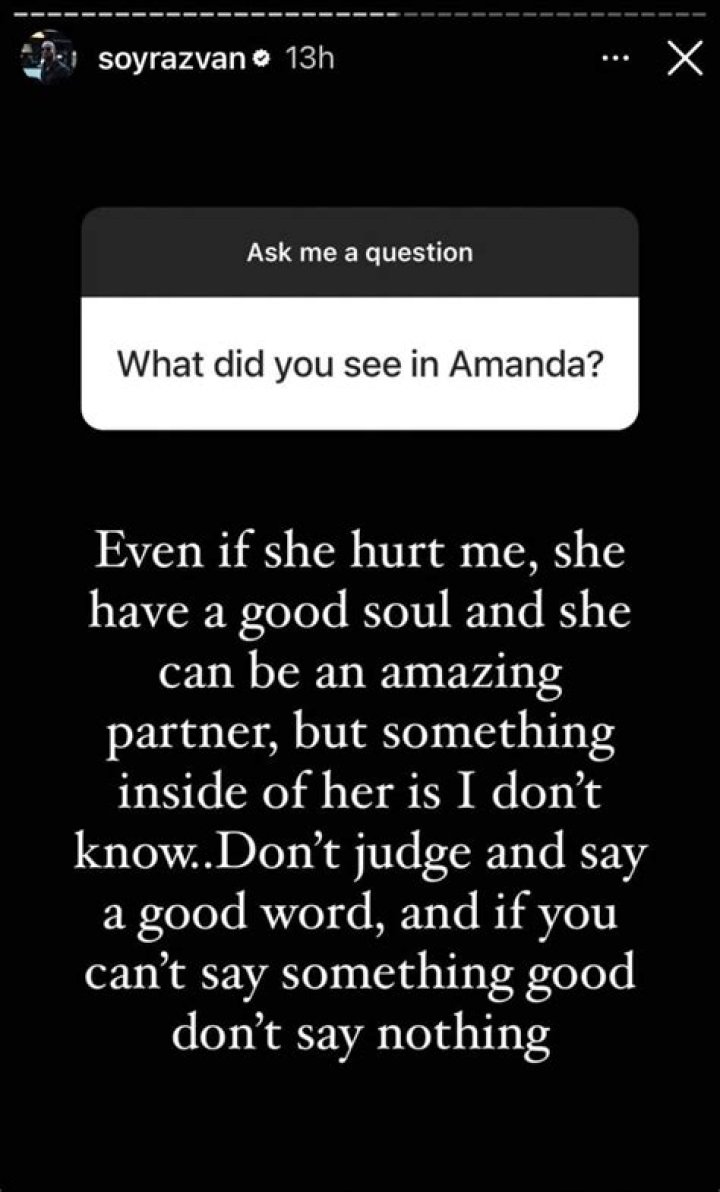 Razvan defends Amanda after being asked what he sees in her