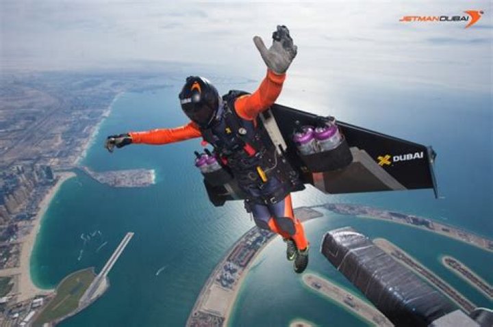 Real-life 'Iron Man' soars over Dubai in wing-suit that can travel 150mph