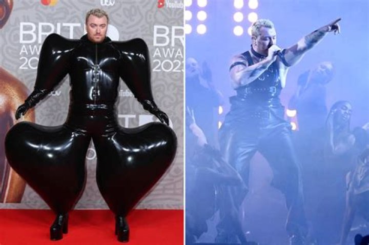Sam Smith wears cartoon-like inflatable latex bodysuit to Brit Awards