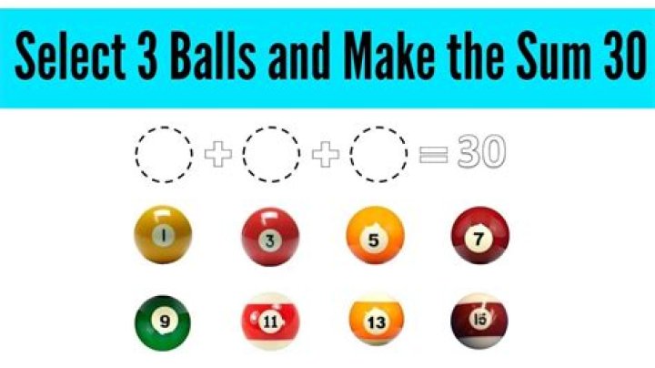 Select 3 balls to equal 30 answer
