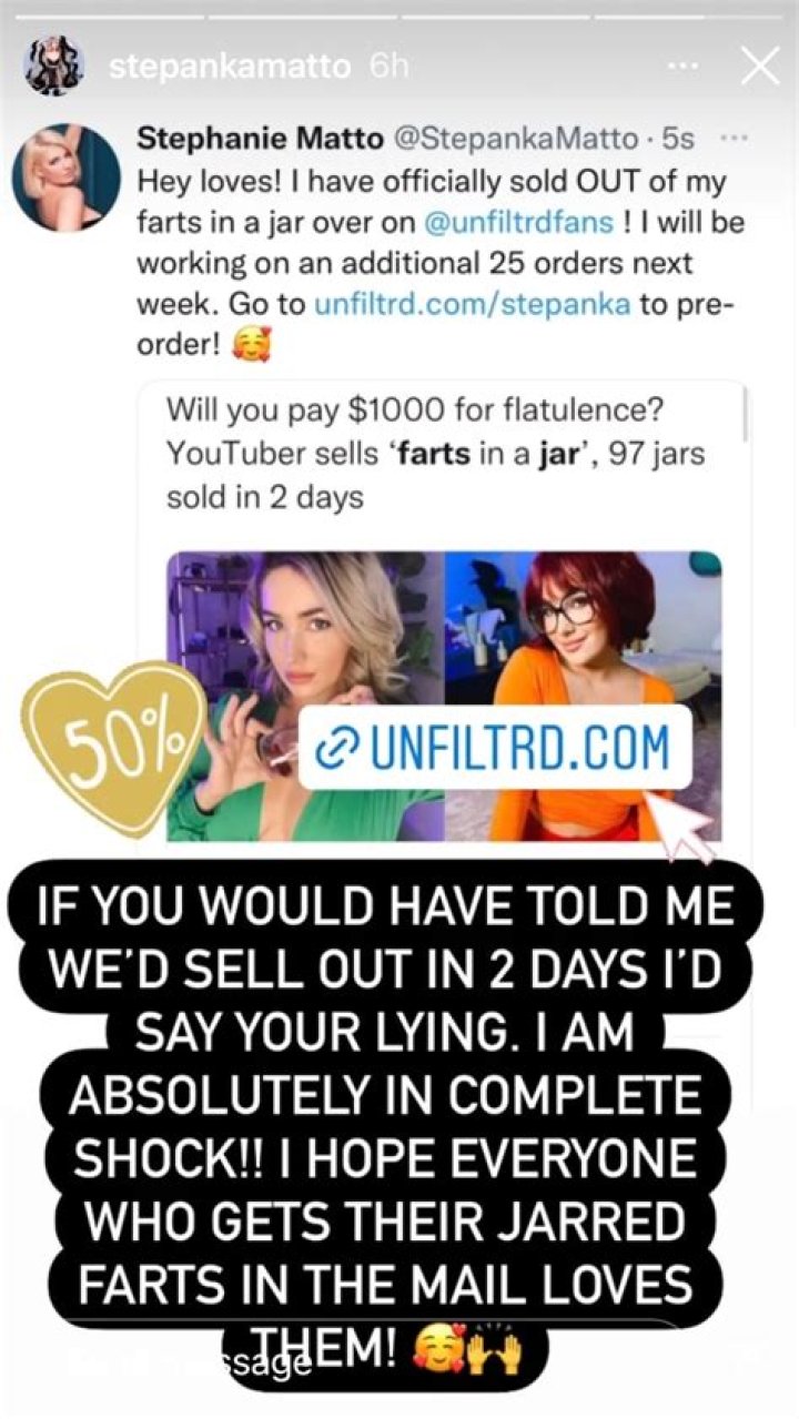 Stephanie Matto ‘in shock’ that her pricey farts in a jar sold out, restocking soon