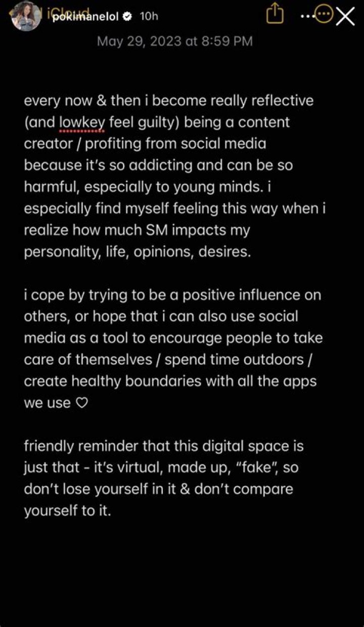 Twitch streamer Pokimane gets real about content creation; shares positivity and calls out the ‘fake’