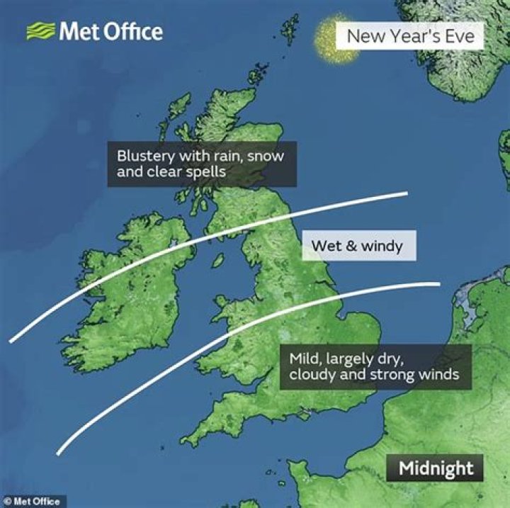 UK weather map: New Year’s Eve fireworks in jeopardy as 'heavy' rain & 75mph winds risk 'sweeping Brits off their feet'