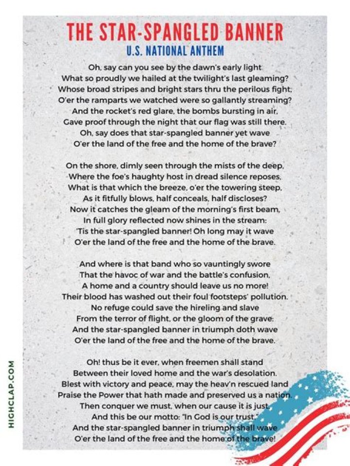 What are the lyrics to Star-Spangled Banner and who wrote the USA national anthem?