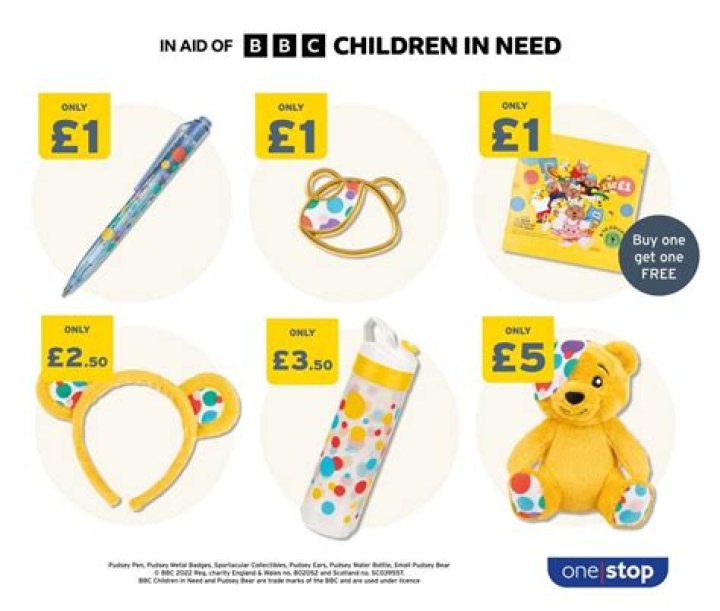 What Children in Need 2017 clothes can you buy from Asda and where else can you get Pudsey Bear merchandise?