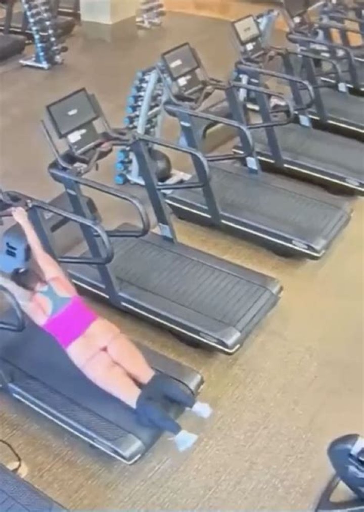 Woman Alyssa Konkel Treadmill Accident Loses Her Pants Video