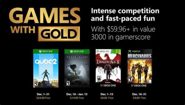 Xbox's Games With Gold December Lineup
