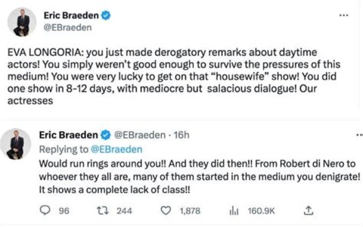 Y&R star Eric Braeden lashes out at Eva Longoria after interview